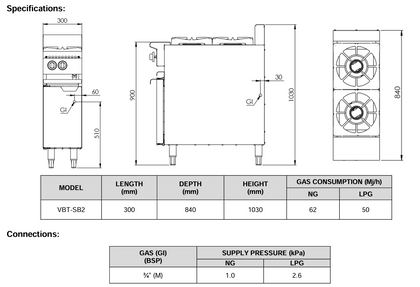 B+S Verro Two Burner Boiling Top VBT-SB2