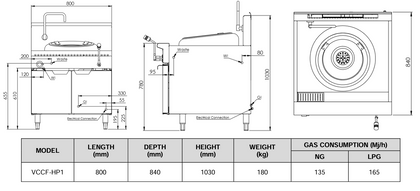 B+S Verro Single Hole Hi Pac Wok VCCF-HP1