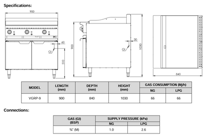 B+S Verro Grill Plate 900mm VGRP-9