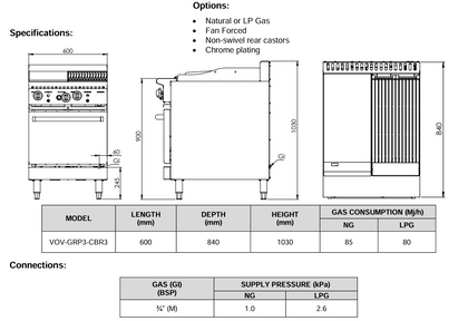 B+S Verro Oven with 300mm Grill Plate & 300mm Char Broiler VOV-GRP3-CBR3