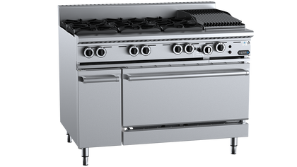 B+S Verro Combination Ovens with Six Burners & 300mm Char Broiler VOV-SB6-CBR3