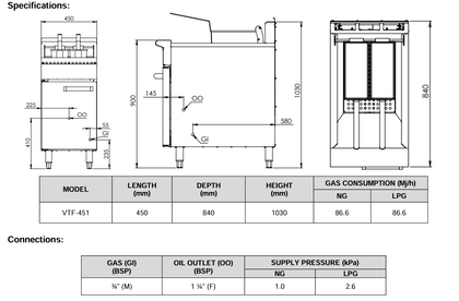 B+S Verro Single Pan Turbo Fryer VTF-451