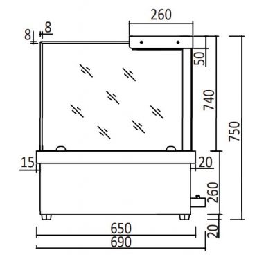 Atosa Square Glass Hot Food Display CRB-4 730MM