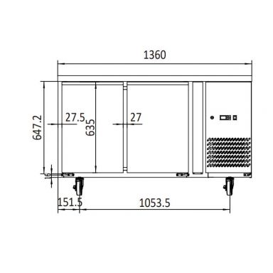 Atosa EPF3462 2 Door Under Bench Freezer 280L 1360(W)