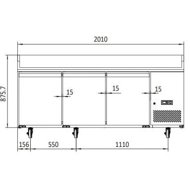 Atosa EPF3485 3 Door Pizza Prep Fridge 560L 2010(W)
