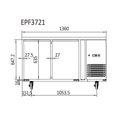Atosa EPF3721 Two Door Glass Under Bench Fridge 300L 1360(W)