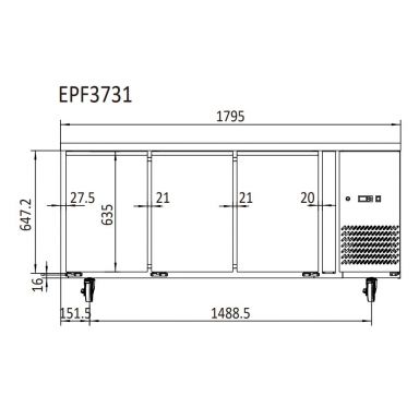Atosa EPF3731 Three Door Glass Under Bench Fridge 450L 1795(W)