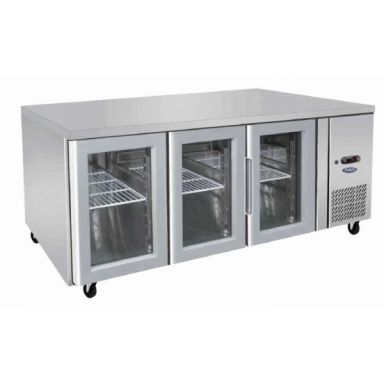 Atosa EPF3731 Three Door Glass Under Bench Fridge 450L 1795(W)