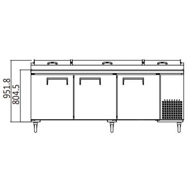ATOSA MPF8203 Three Door Pizza Prep Fridge 880L 2362mm