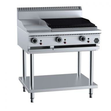 B+S Black Combination 300mm Grill Plate & 600mm Char Broiler BT-GRP3-CBR6