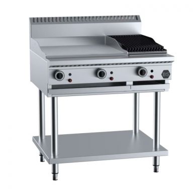 B+S Black Combination 600mm Grill Plate & 300mm Char Broiler BT-GRP6-CBR3