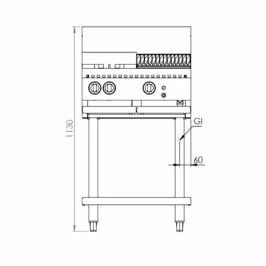 B+S Black Combination Two Open Burners & 300mm Char Broiler BT-SB2-CBR3