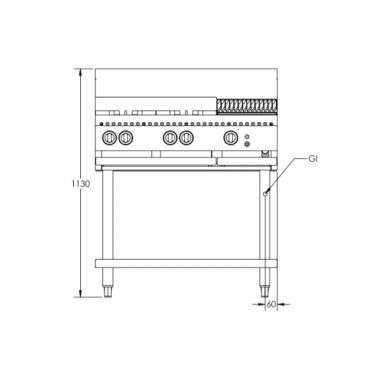 B+S Black Combination Four Burners & 300mm Char Grill BT-SB4-CBR3