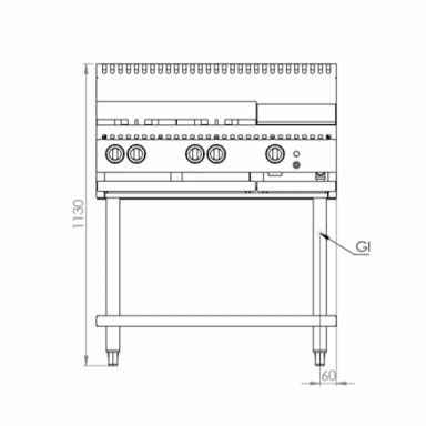 B+S Black Combination Four Burners & 300mm Grill BT-SB4-GRP3