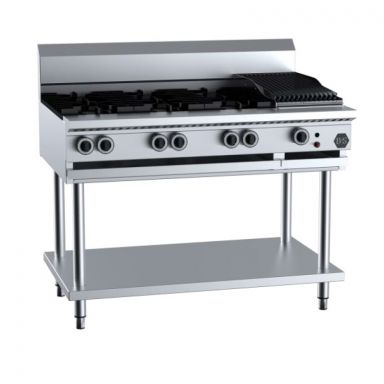 B+S Black Combination Six Open Burners & 300mm Char Grill BT-SB6-CBR3