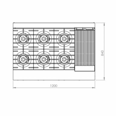 B+S Black Combination Six Open Burners & 300mm Char Grill BT-SB6-CBR3