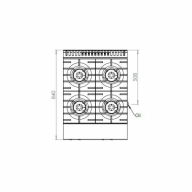 B+S Black Four Burner Oven OV-SB4