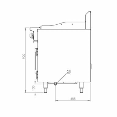 B+S Black Oven with 300mm Grill Plate & Four Open Burners OV-SB4-GRP3