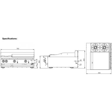 Sale B+S Black BT-SB2-GRP6BM Gas Combination Two Open Burners & 600mm Grill Plate - Bench Mounted