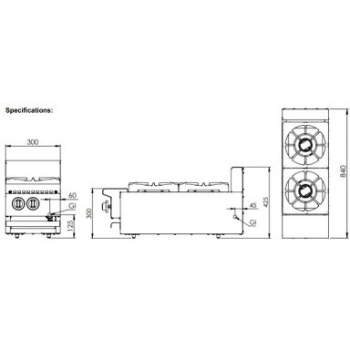 B+S Black Boiling Tops Two Burner Bench Mounted BT-SB2BM