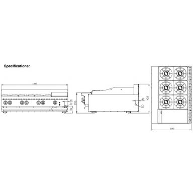 B+S Black BT-SB6-GRP3BM Gas Combination Six Open Burners & 300mm Grill Plate - Bench Mounted