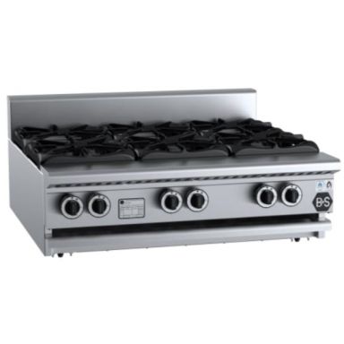 B+S Black Boiling Tops Six Burner Bench Mounted BT-SB6BM