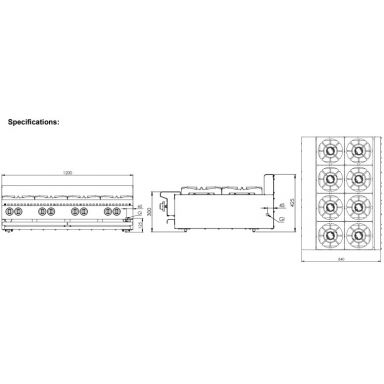 B+S Black Boiling Tops Eight Burner Bench Mounted BT-SB8BM