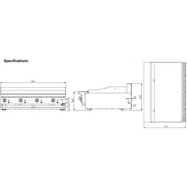 B+S Black Grill Plate 1200mm Bench Mounted GRP-12BM