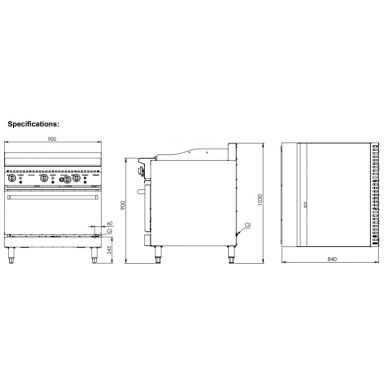 B+S Black Combination Ovens with 900mm Grill Plate OV- GRP9