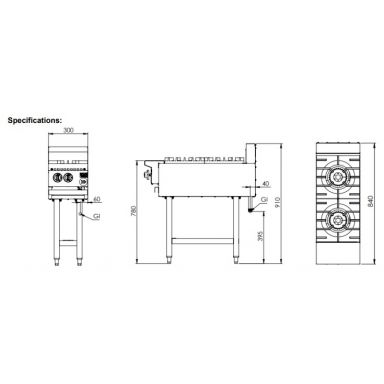 B+S K+ Boiling Tops Two Burner Low On Stand with lower working height – to match Wok Tables KAWBT-SB2