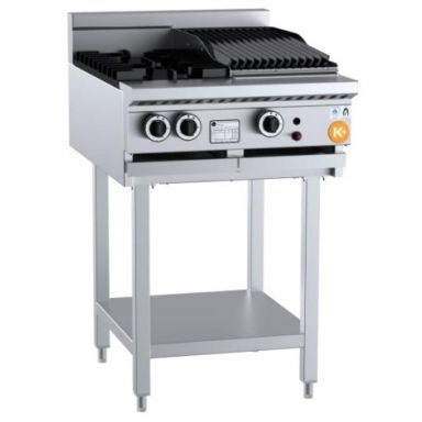 B+S K+ Combination Boiling Tops Two Open Burners & 300mm Char Broiler On Stand KBT-SB2-CBR3