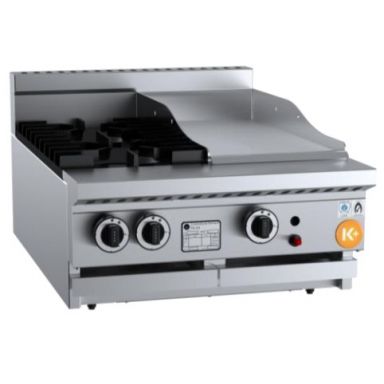 B+S K+ Combination Boiling Tops Bench Mounted Two Open Burners 300mm Grill Plate KBT-SB2-GRP3BM