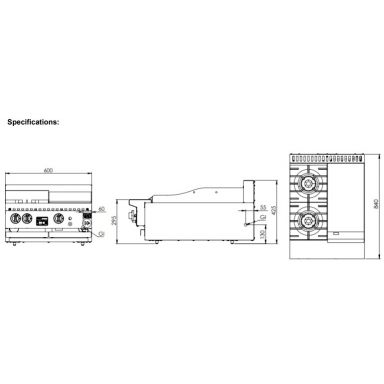 B+S K+ Combination Boiling Tops Bench Mounted Two Open Burners 300mm Grill Plate KBT-SB2-GRP3BM