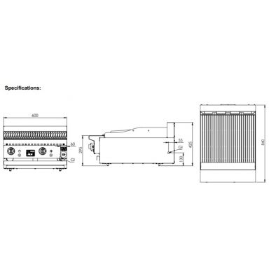 B+S K+ Char Broilers 600mm Bench Mounted KCBR-6BM
