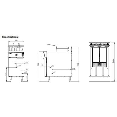 B+S K+ Turbo Fryers KTF-451 Single Pan