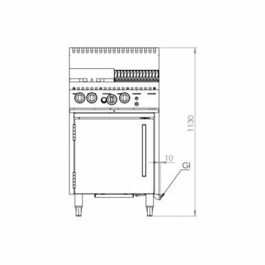 B+S Black Oven with 300mm Char Broiler & Two Open Burners OV-SB2-CBR3