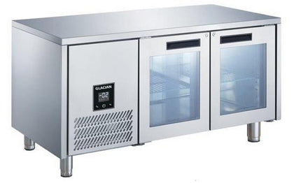 Anvil Glacian BCG61420 Slimline 660mm Deep 2 Door Glass Underbench Fridge