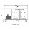 Anvil Glacian BCG61420 Slimline 660mm Deep 2 Door Glass Underbench Fridge