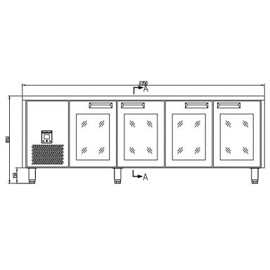 Anvil Glacian BCG62350 Slimline 660mm Deep 4 Door Glass Underbench Fridge