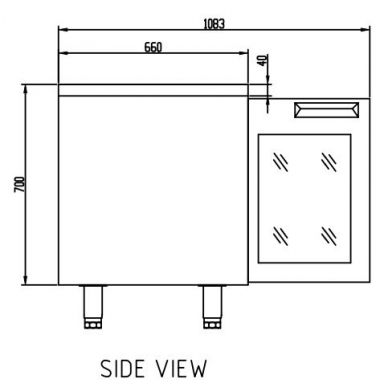 Anvil Glacian BCG62350 Slimline 660mm Deep 4 Door Glass Underbench Fridge