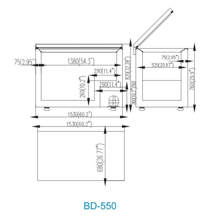 Atosa BD-550 Solid Door Chest Freezer 450L W1320 x D780x H890