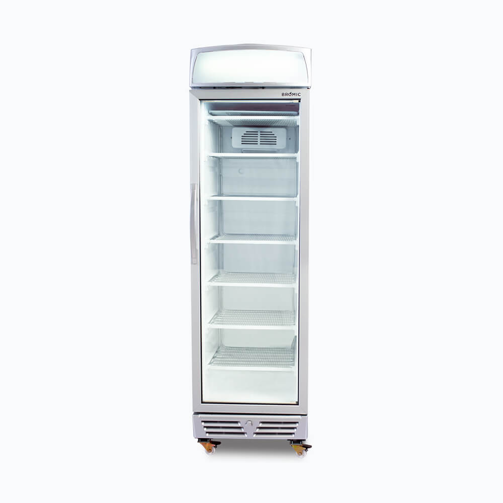 Bromic UF0374LS-NR LED Flat Glass Door Freezer with Lightbox 300L
