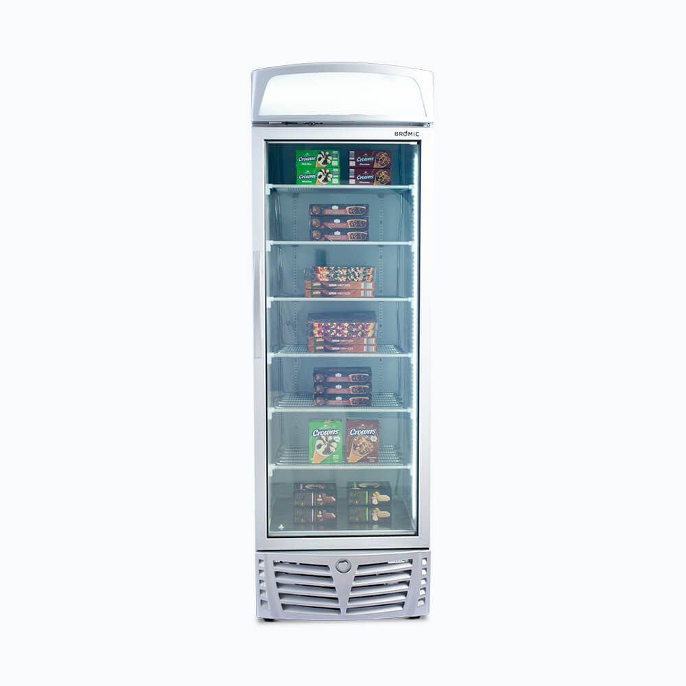 Bromic UF0440LS-NR LED Flat Glass Door Freezer with Lightbox 440L