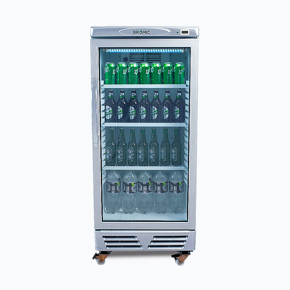 Bromic GM0220 Silver Flat Glass Door LED Display Fridge 215L