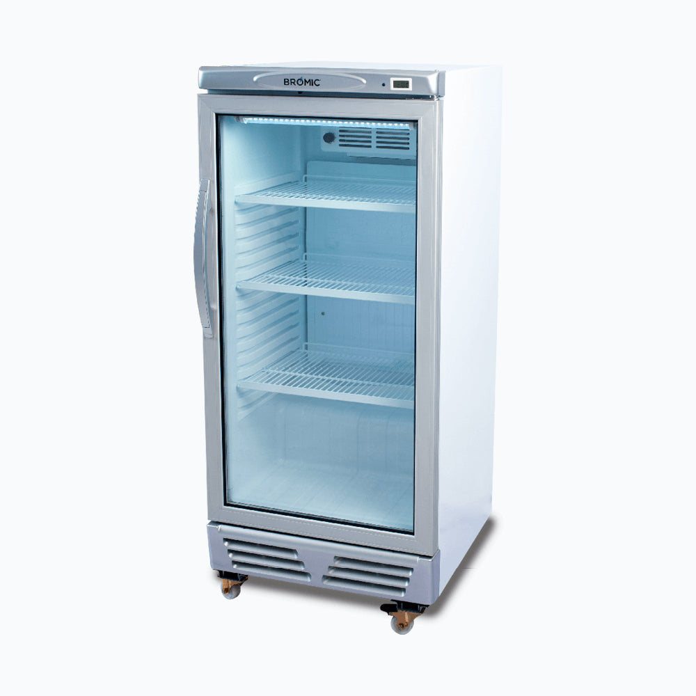 Bromic GM0220 Silver Flat Glass Door LED Display Fridge 215L