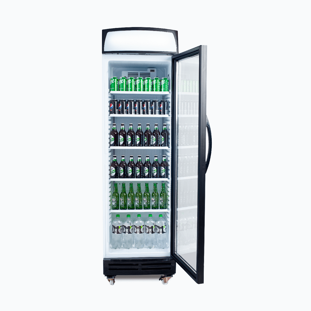 Bromic GM0374LB-NR LED ECO Curved Glass Door Display Chiller with Lightbox 372L