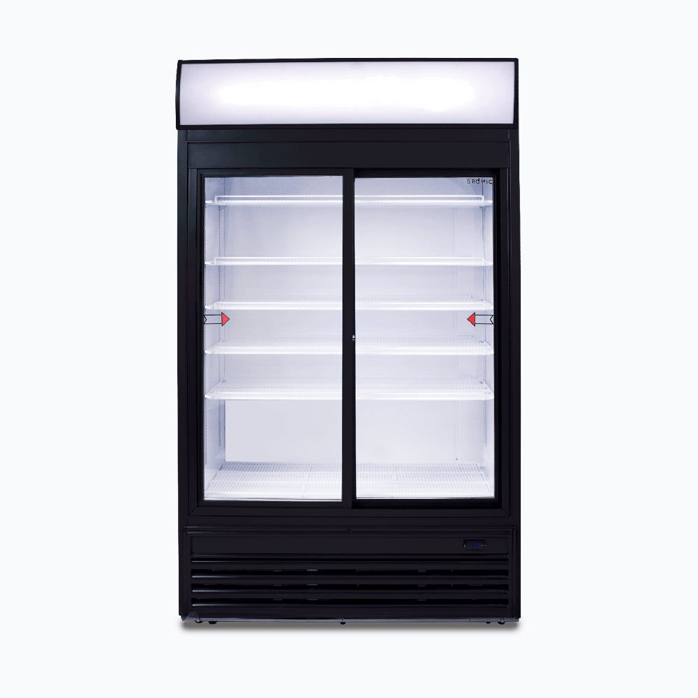 Bromic - Upright Display Fridge - 945L - 2 Doors - Sliding - Flat Glass - Lightbox
