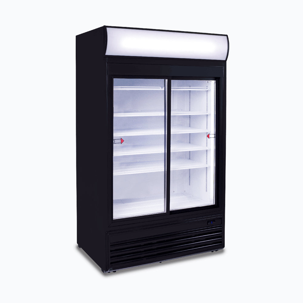 Bromic - Upright Display Fridge - 945L - 2 Doors - Sliding - Flat Glass - Lightbox