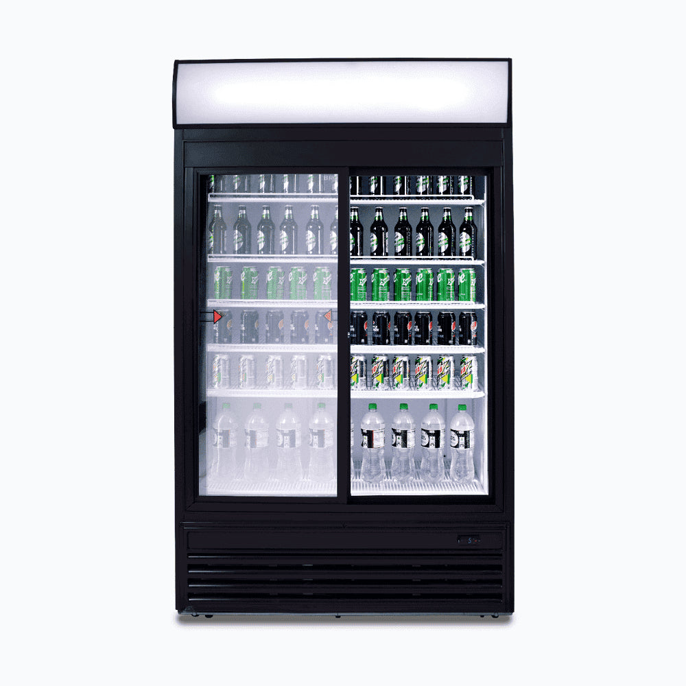 Bromic - Upright Display Fridge - 945L - 2 Doors - Sliding - Flat Glass - Lightbox