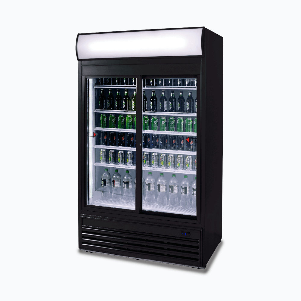 Bromic - Upright Display Fridge - 945L - 2 Doors - Sliding - Flat Glass - Lightbox